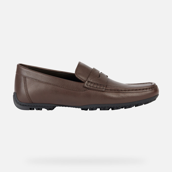 Leather loafers KOSMOPOLIS + GRIP MAN Dark Brown | GEOX