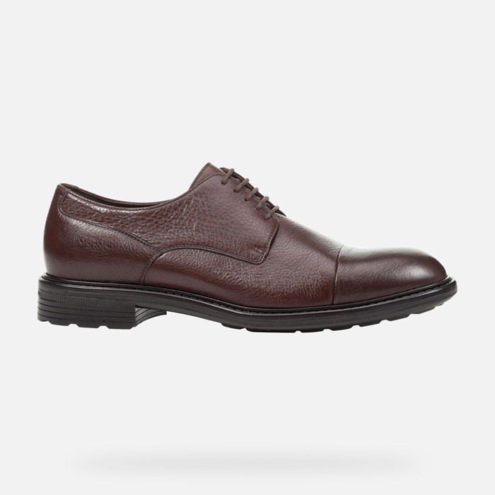 Leather shoes WALK PLEASURE MAN Dark Brown | GEOX
