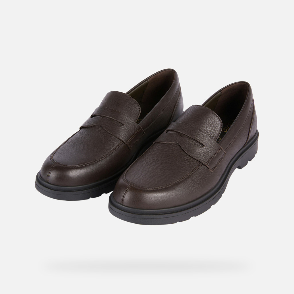 Leather loafers SPHERICA EC1 MAN Coffee - image number 9 | GEOX