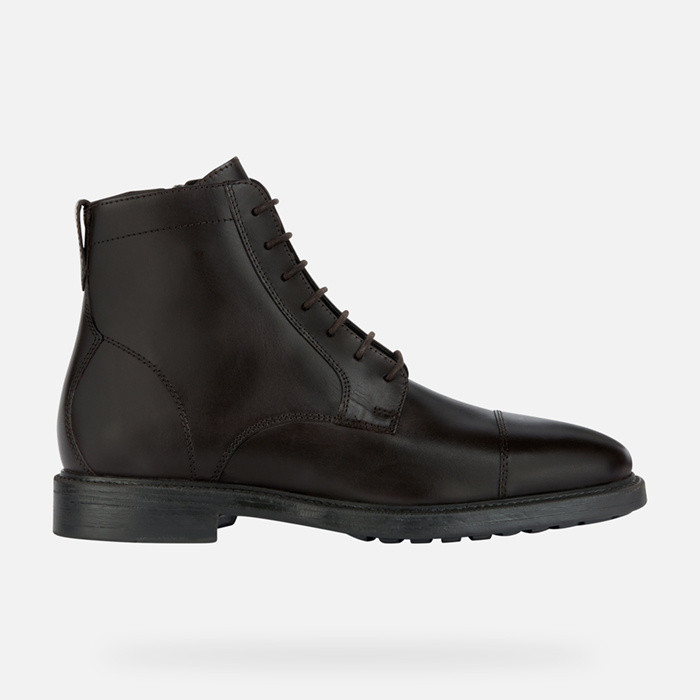 Leather ankle boots TIBERIO MAN Coffee | GEOX