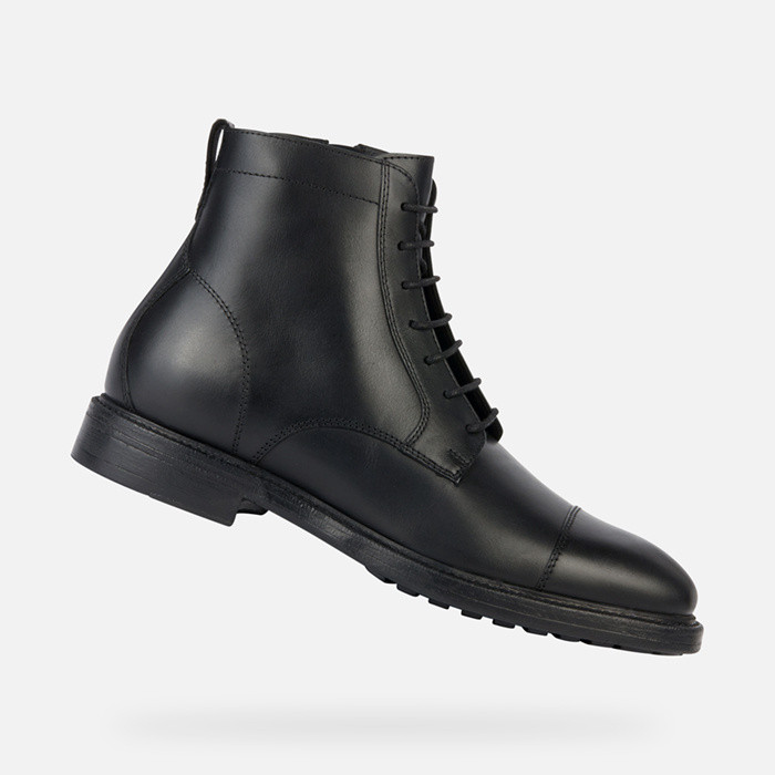 Leather ankle boots TIBERIO MAN Black | GEOX