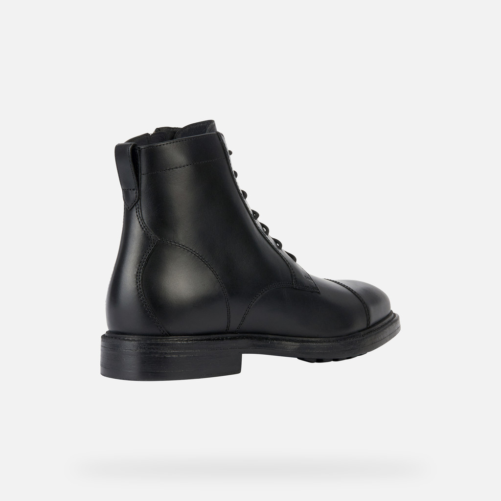 Geox® TIBERIO MAN: Black leather ankle boots | Geox