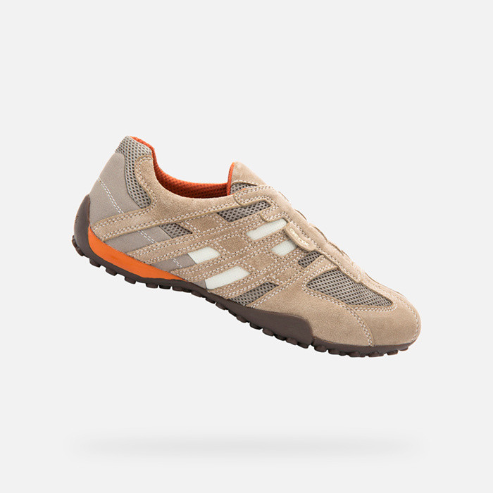 Sneakers senza lacci SNAKE UOMO Beige/Arancione scuro | GEOX