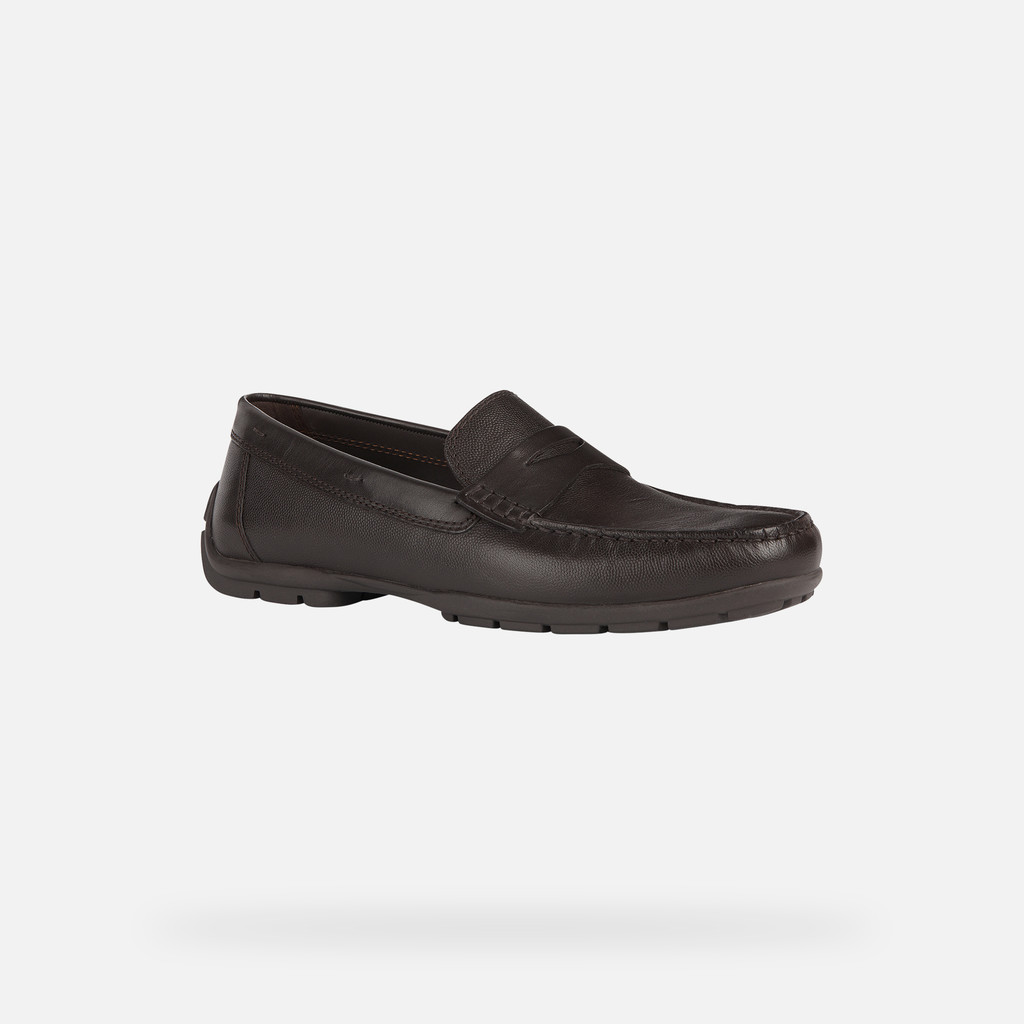 Geox® MONER W 2FIT: Men's coffee Leather Loafers | Geox® SS