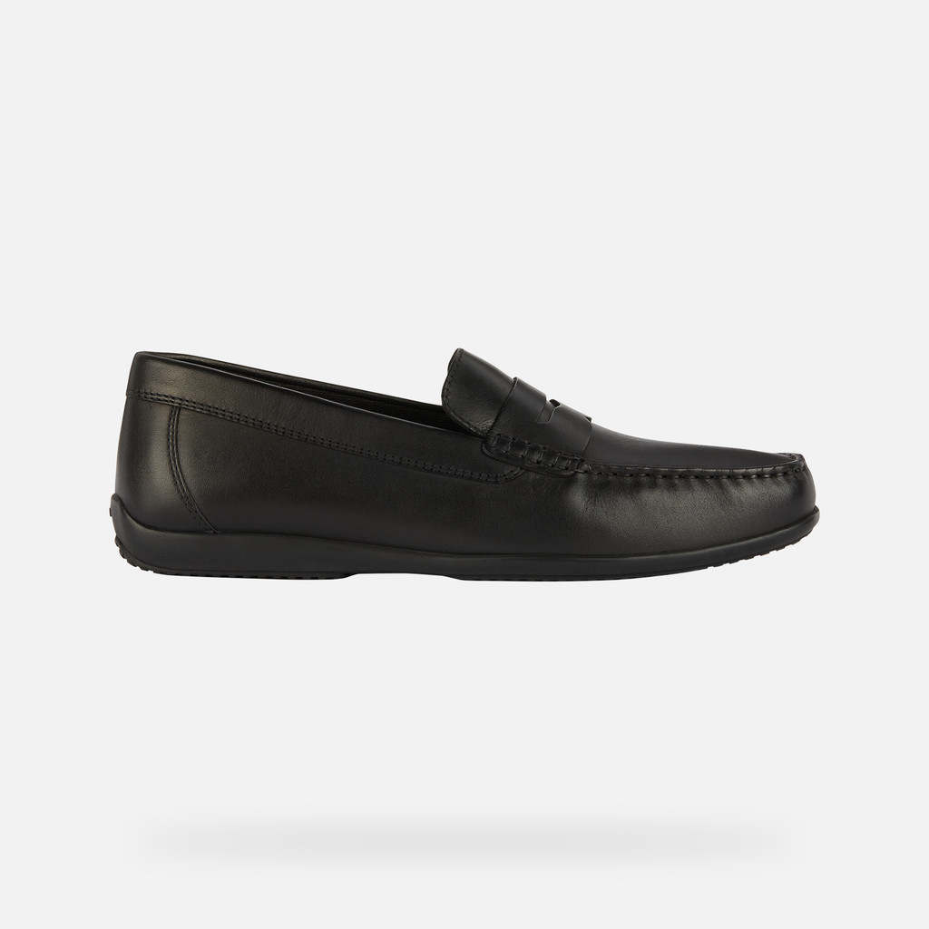 Geox® ASCANIO: Men's black Leather Loafers | Geox®