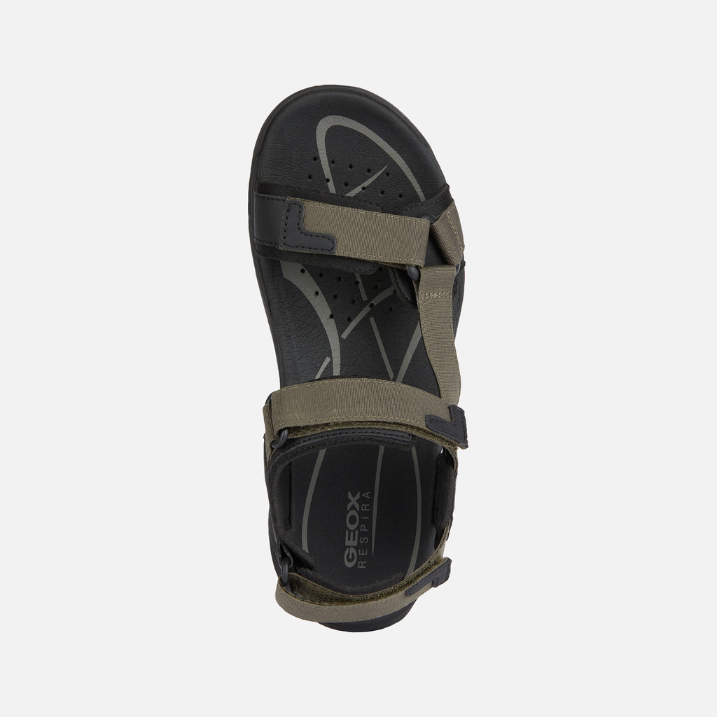 Geox® TERRENO + GRIP: Men's sage Open Sandals | Geox® PLUS GRIP