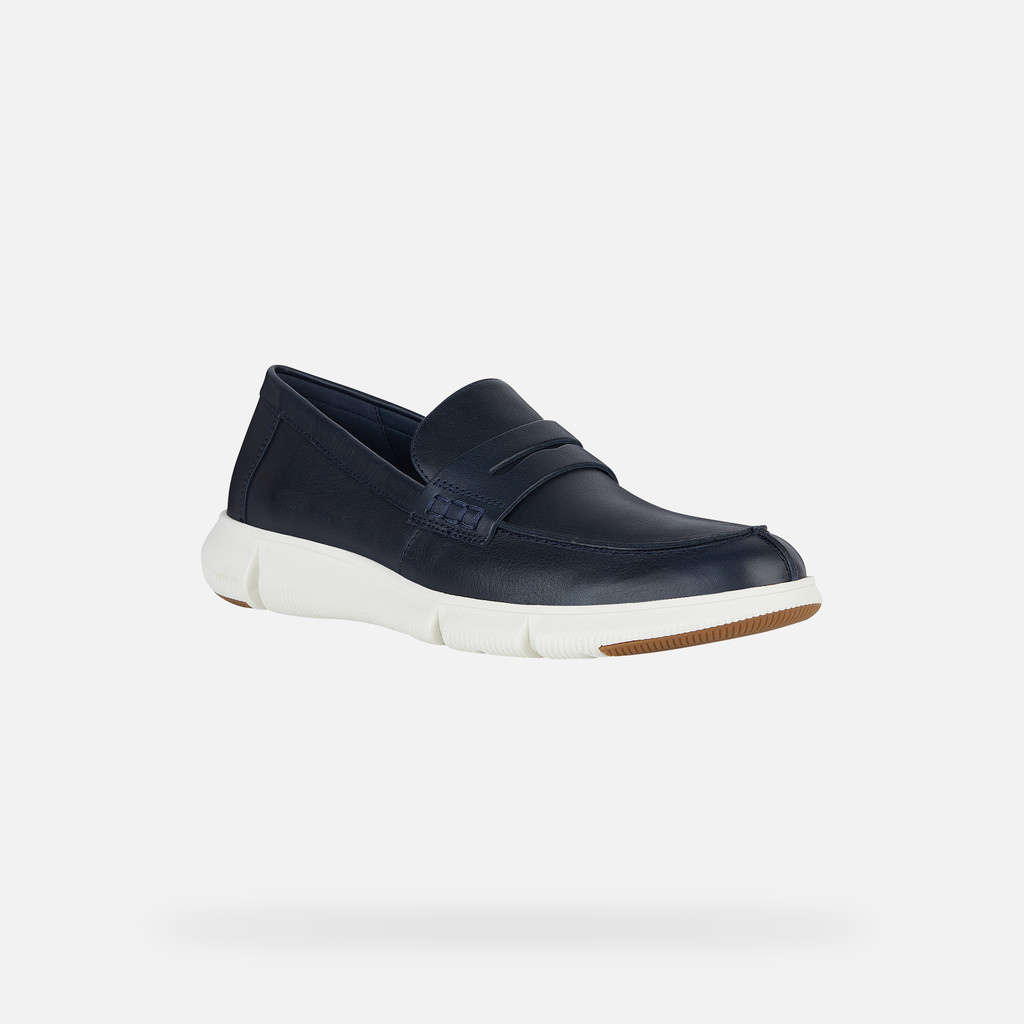 Geox® ADACTER F: Men's navy Leather Loafers | Geox® ADACTER