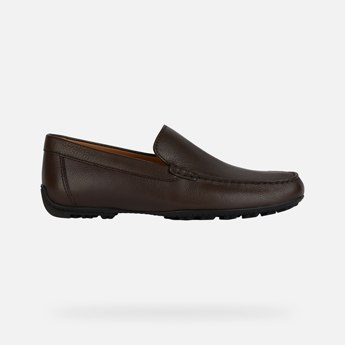 Leather loafers KOSMOPOLIS + GRIP MAN Dark Brown | GEOX