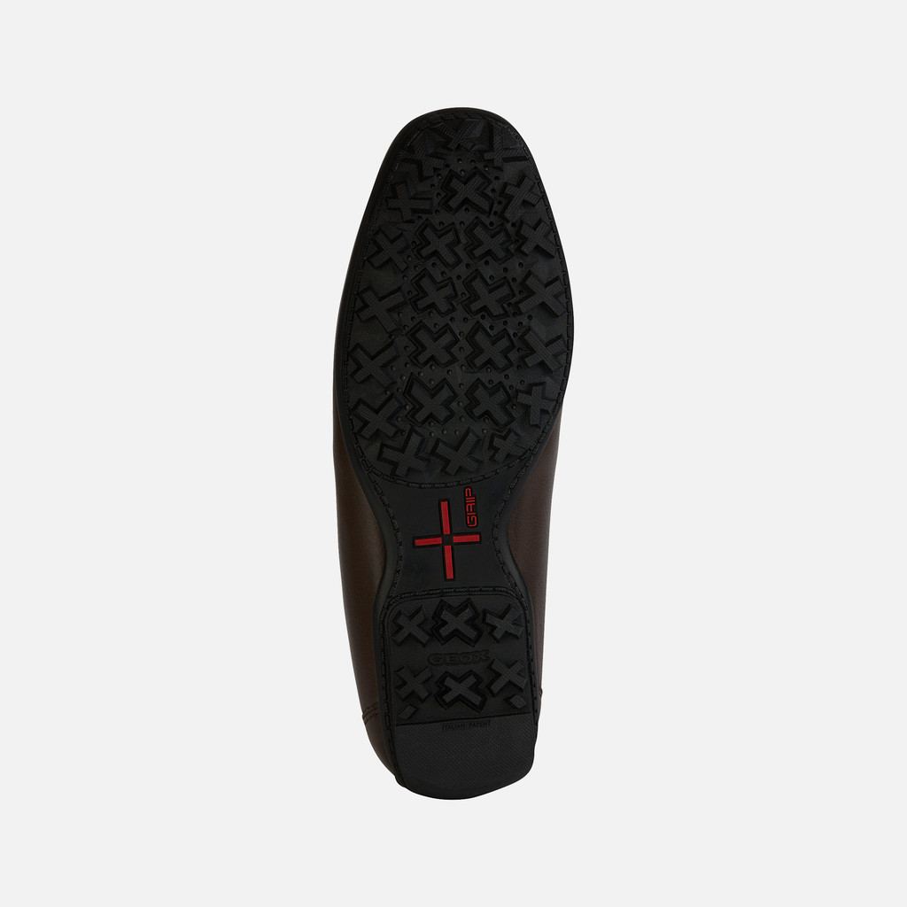 Geox® KOSMOPOLIS + GRIP: Men's brown Leather Loafers | Geox®
