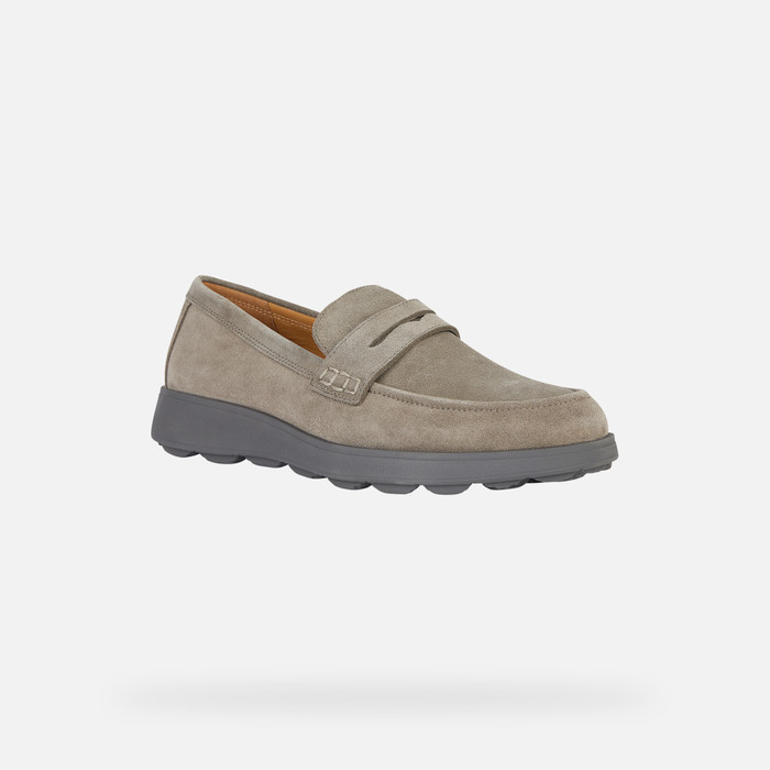 Geox® SPHERICA EC10: Men's dove grey Suede Loafers | Geox®