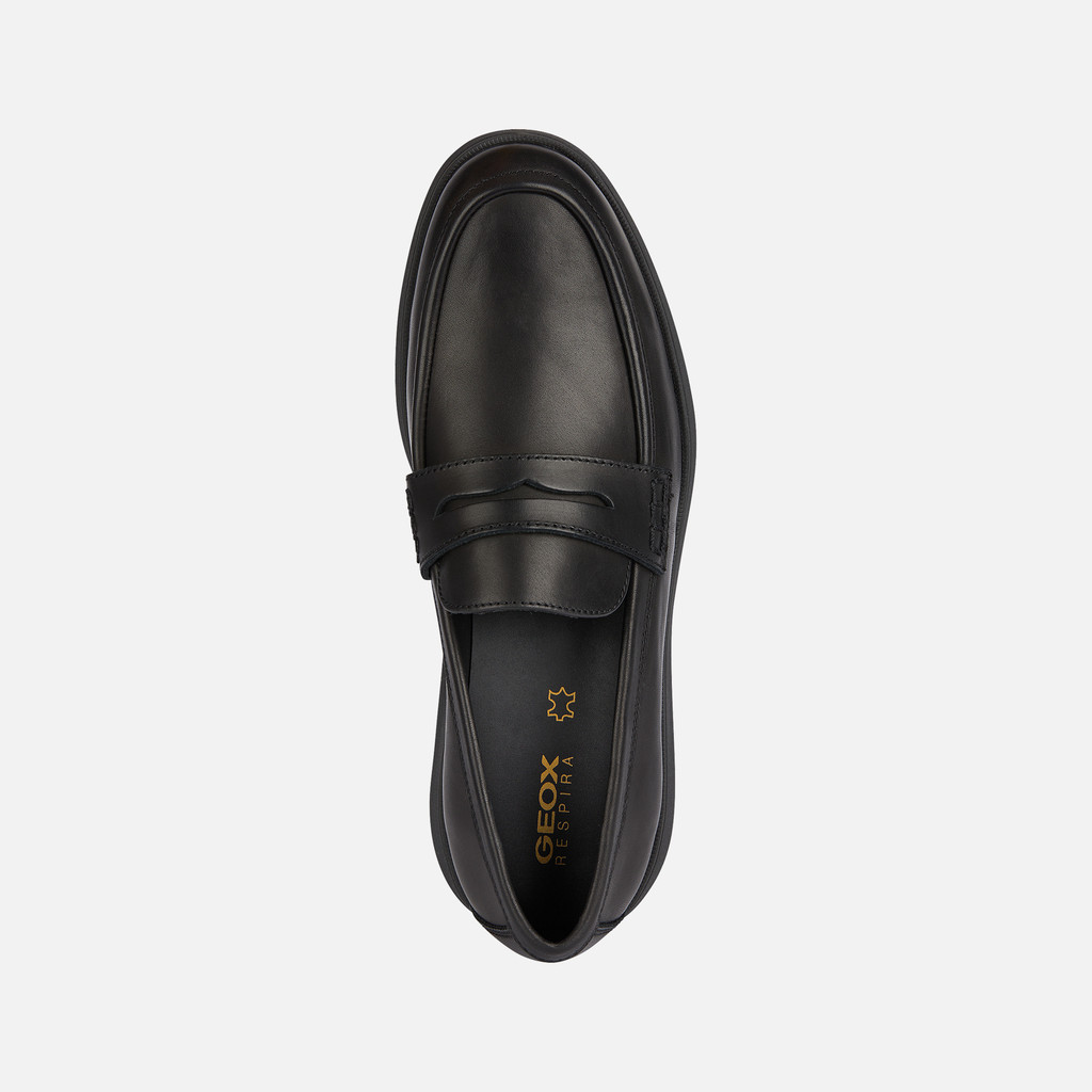 Geox® SPHERICA EC10: Men's black Leather Loafers | Geox®