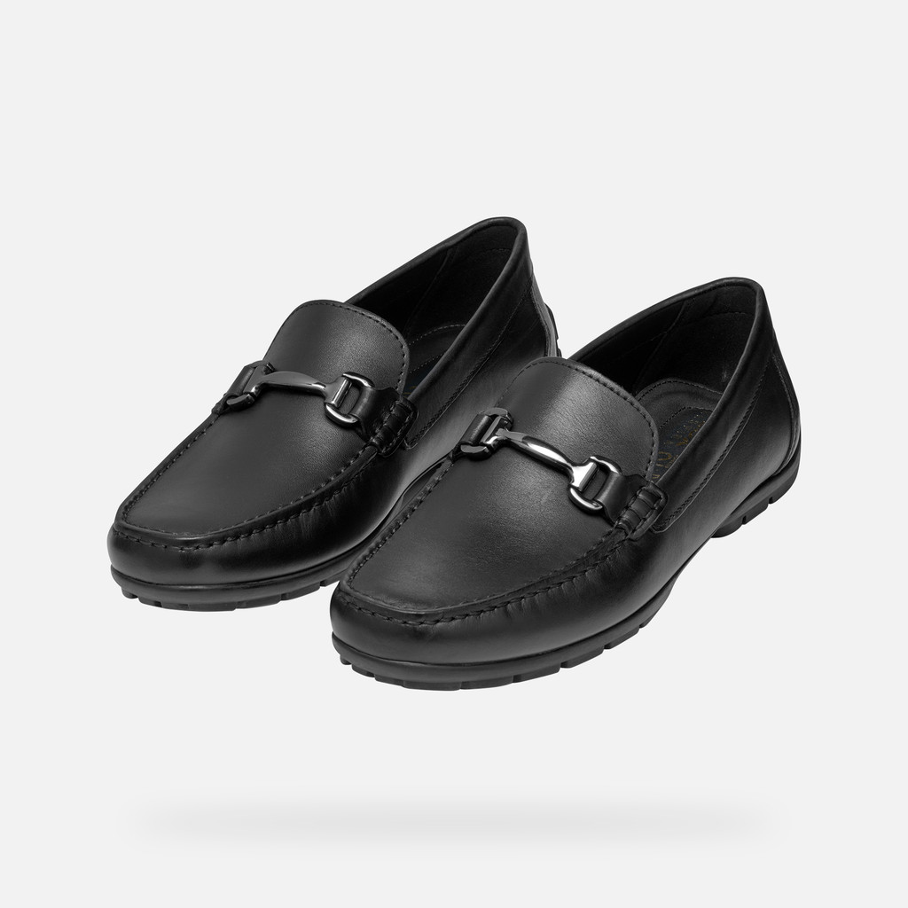 Geox MONER W 2FIT Men s black Leather Loafers Geox Online