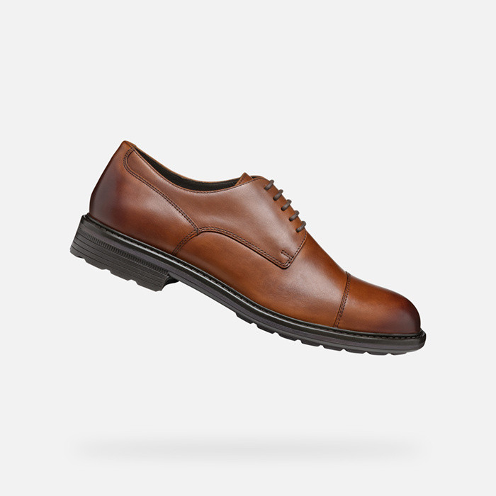 Sapatos de pele WALK PLEASURE HOMEM Conhaque | GEOX