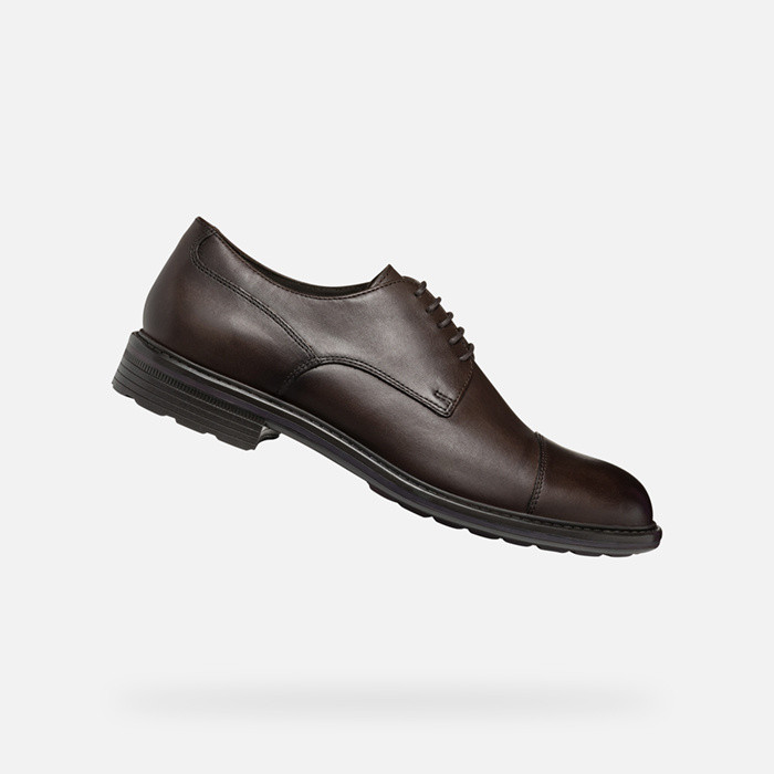 Leather shoes WALK PLEASURE MAN Coffee | GEOX