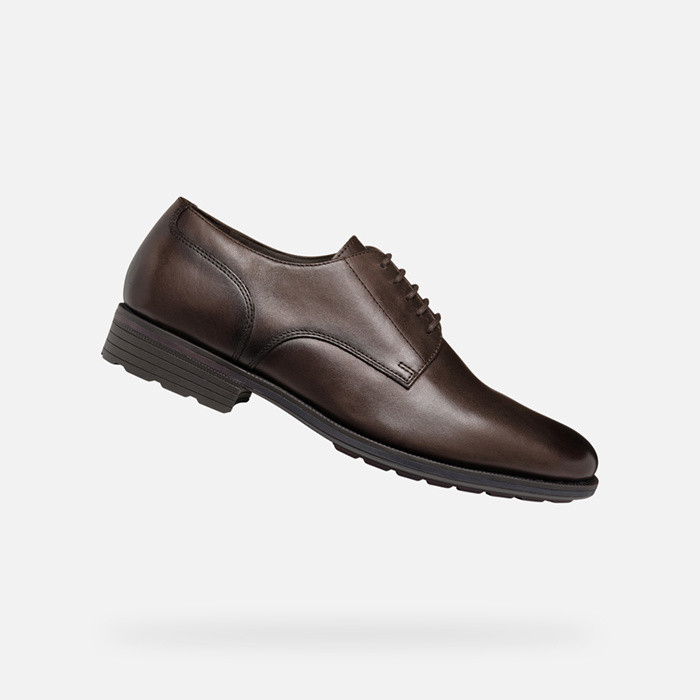 Chaussures en cuir WALK PLEASURE F HOMME Brun foncé | GEOX