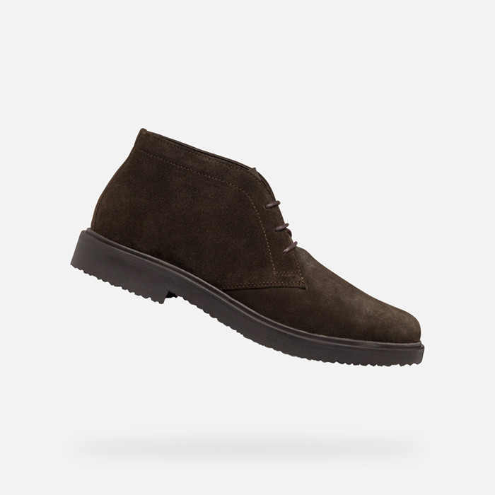Suede ankle boots MASSIMIANO MAN Dark Coffee | GEOX