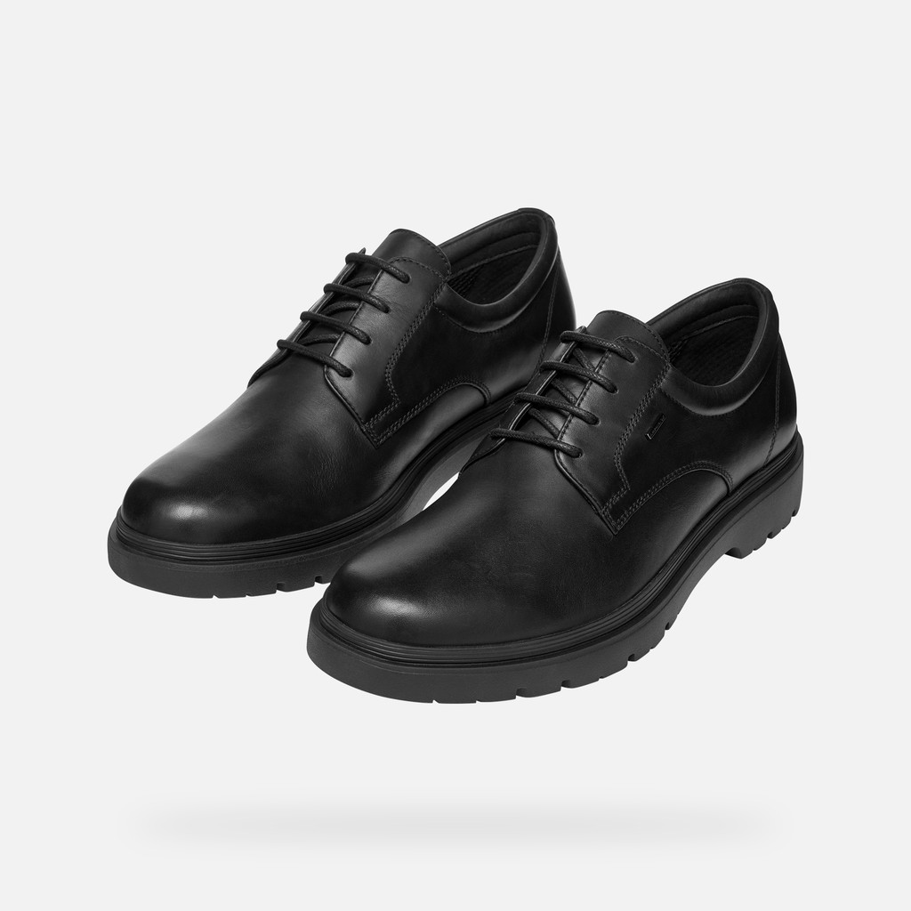 Geox black leather shoes hotsell