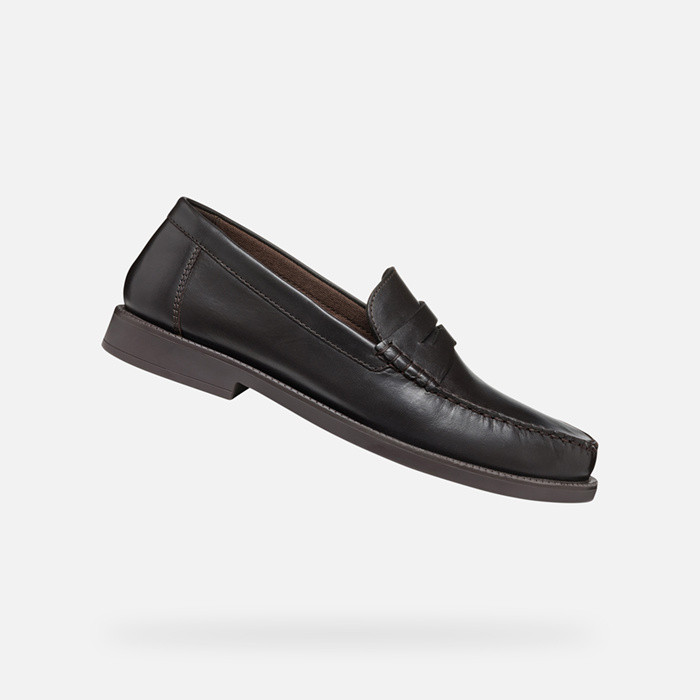 Leather loafers RECANATI MAN Coffee | GEOX