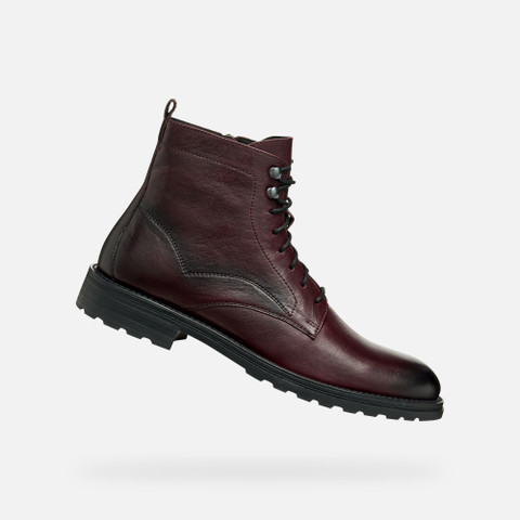 Ankle boots with laces REDCLIF MAN Wine - image number 0 | GEOX