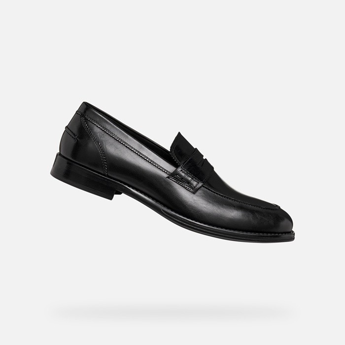 Leather loafers BARBERIGO MAN Black | GEOX