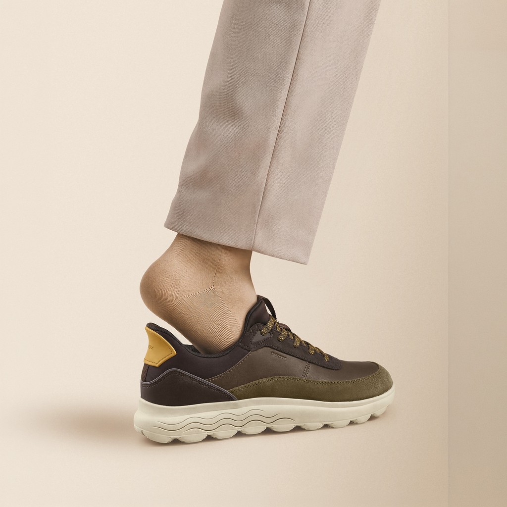 Chaussures slip in SPHERICA PLUS HOMME Vert militaire/Marron fonc&eacute; - image number 3 | GEOX