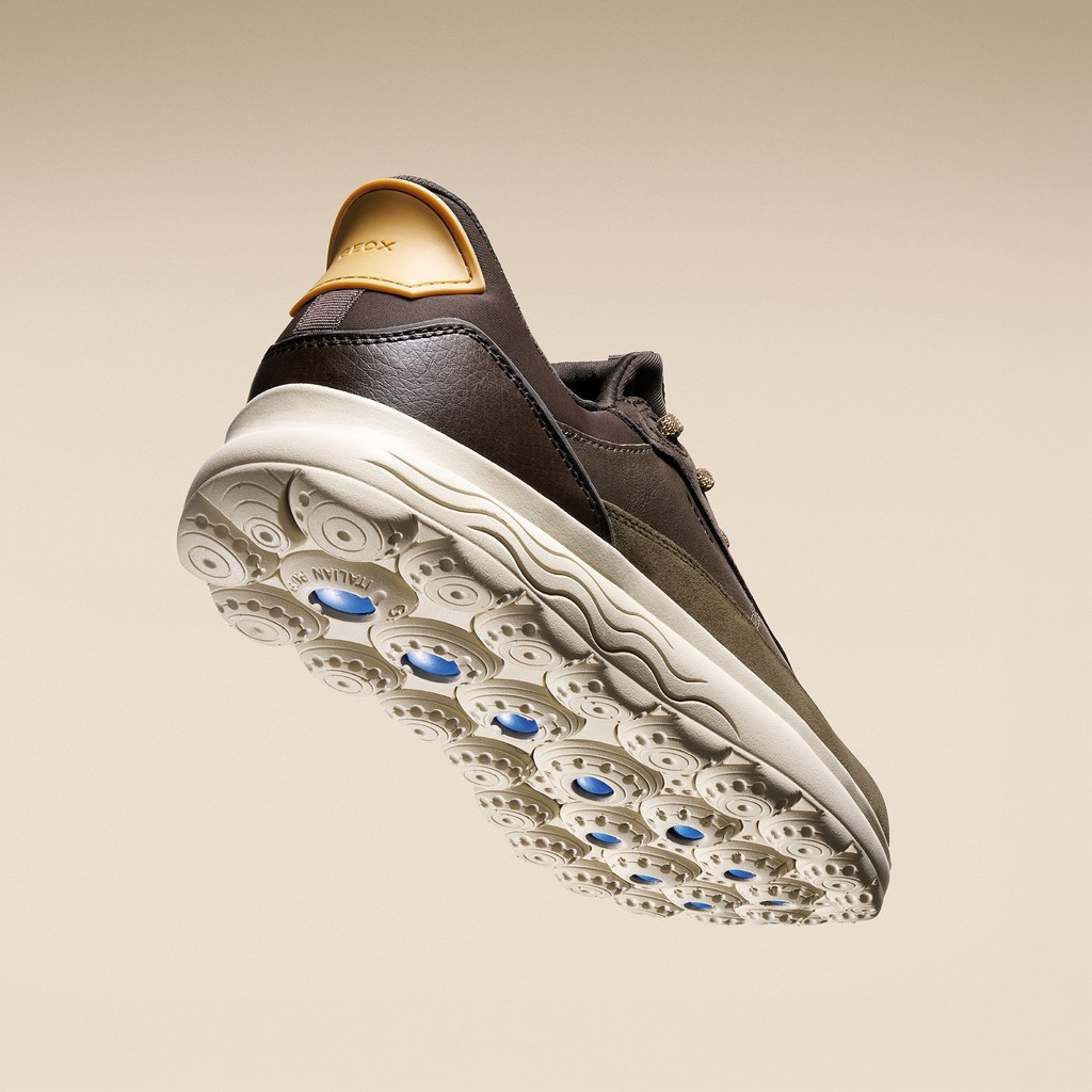 Chaussures slip in SPHERICA PLUS HOMME Vert militaire/Marron fonc&eacute; - image number 4 | GEOX