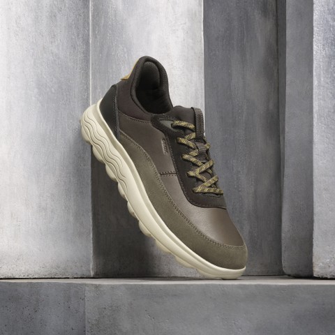 Chaussures slip in SPHERICA PLUS HOMME Vert militaire/Marron fonc&eacute; - image number 5 | GEOX