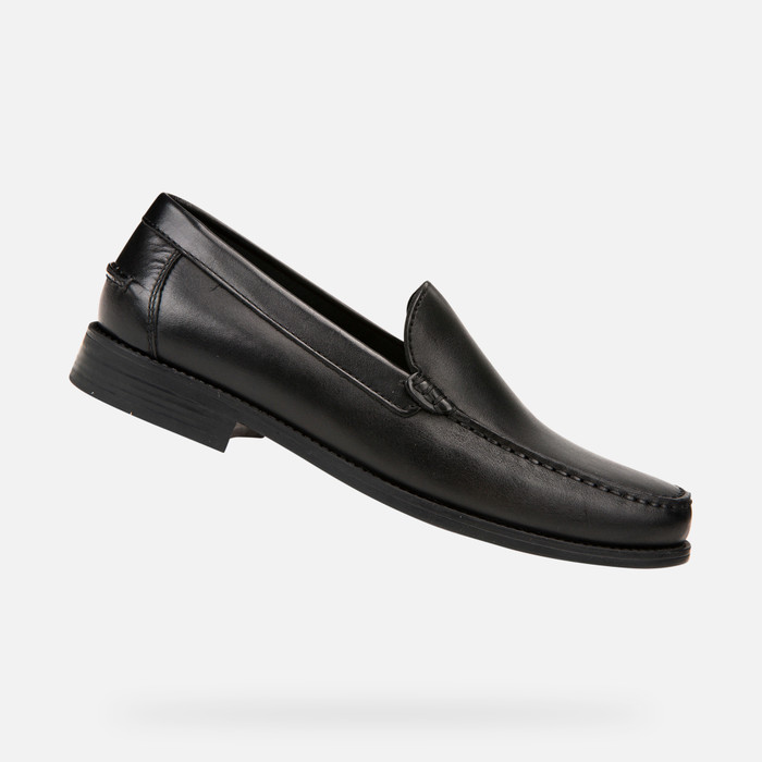 GEOX New Damon 2 Venetian Slip-On Shoes (Black Leather, various sizes)