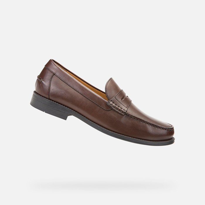 Leather loafers NEW DAMON MAN Dark Brown | GEOX