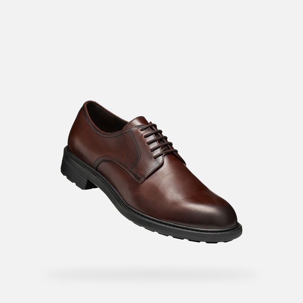 Lace up dress shoes WALK PLEASURE B MAN Coffee - image number 4 | GEOX