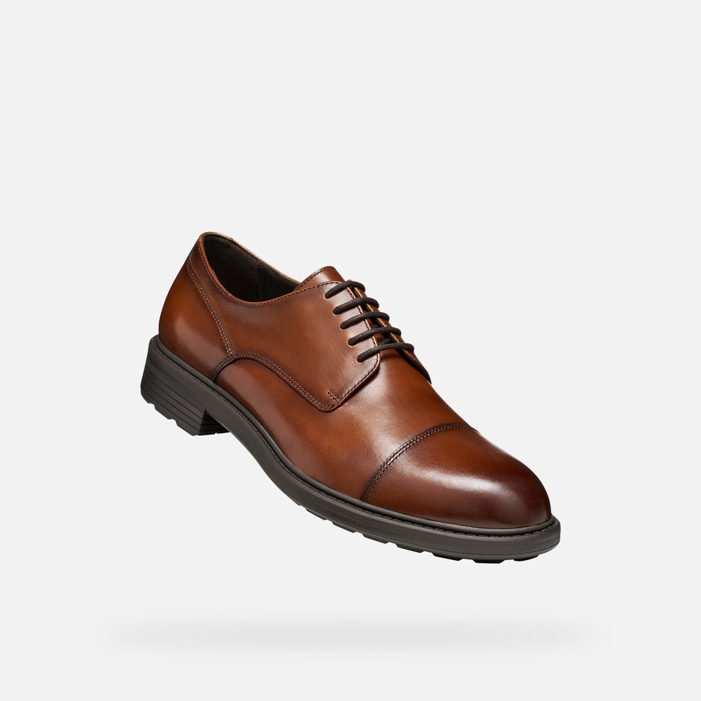 Lace up dress shoes WALK PLEASURE B MAN Cognac - image number 5 | GEOX