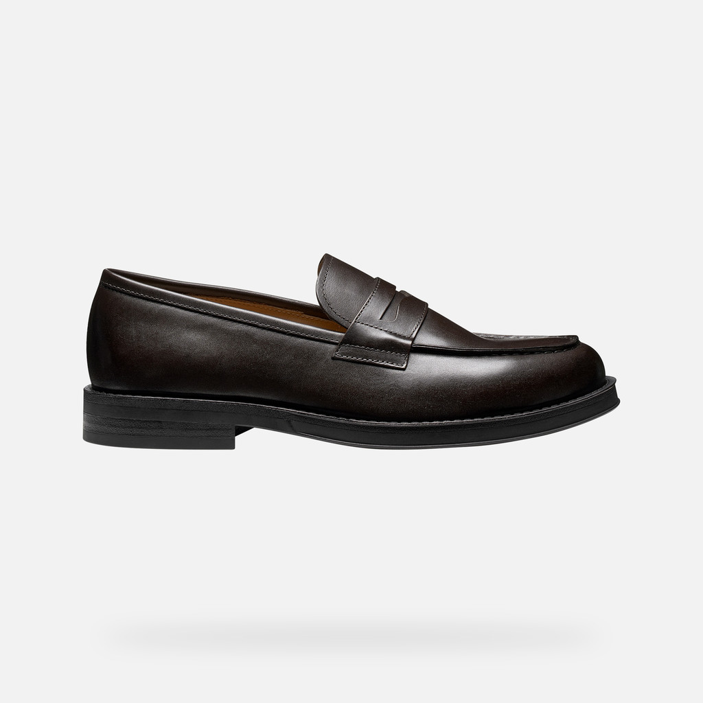 Leather loafers MEDOS MAN Coffee - image number 1 | GEOX