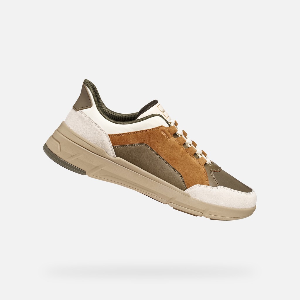 Sneaker slip in VITTOUR PLUS UOMO Verde militare/Beige chiaro - image number 0 | GEOX