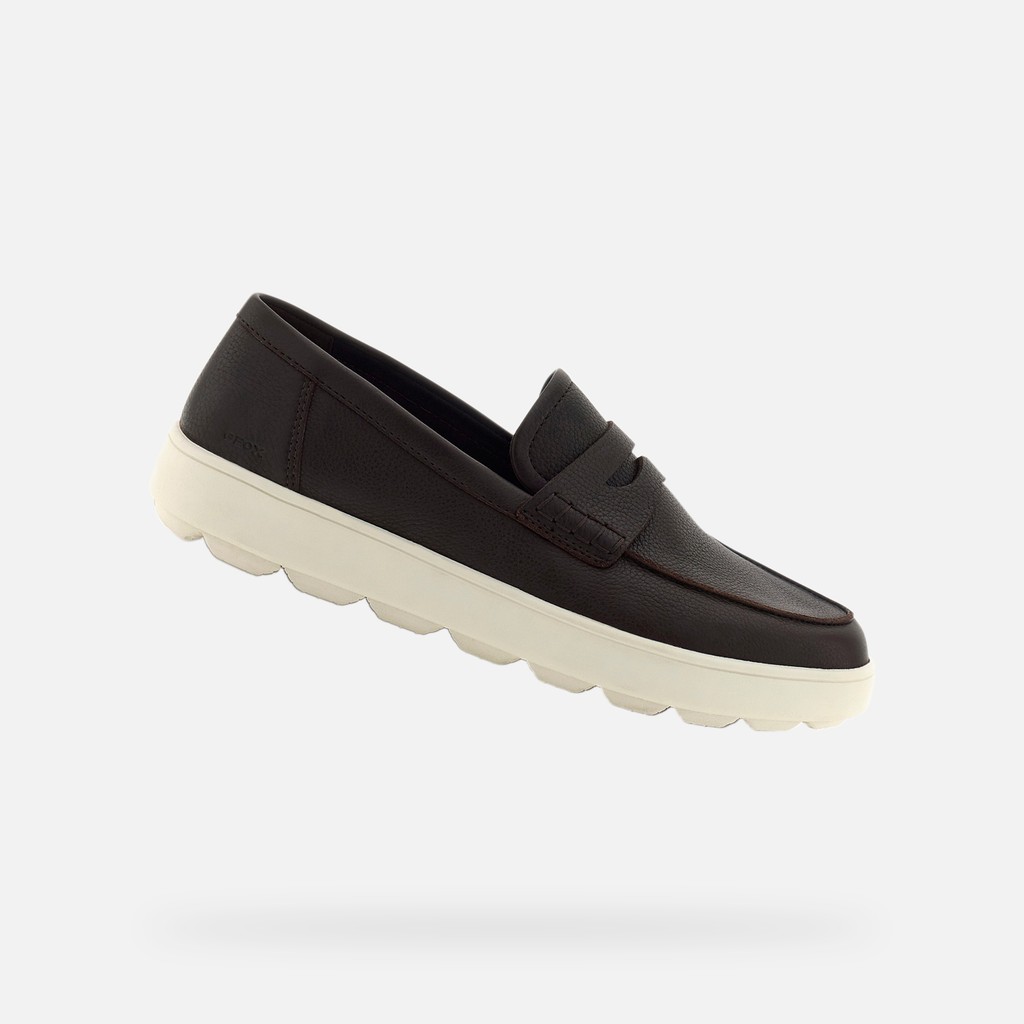 Leather loafers SPHERICA ECUB-1 B MAN Coffee - image number 0 | GEOX