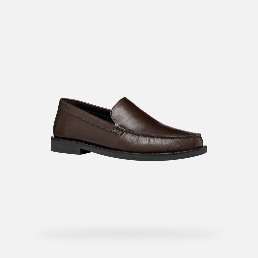 Leather dress loafers RECANATI MAN Coffee - image number 3 | GEOX