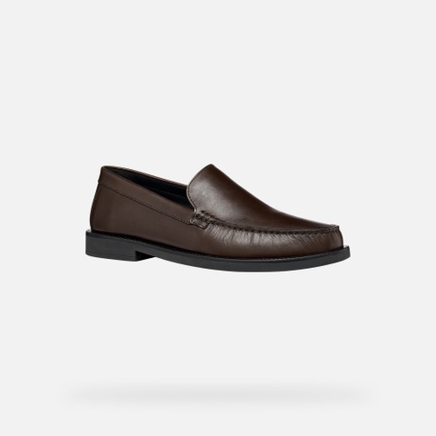 Leather dress loafers RECANATI MAN Coffee - image number 3 | GEOX