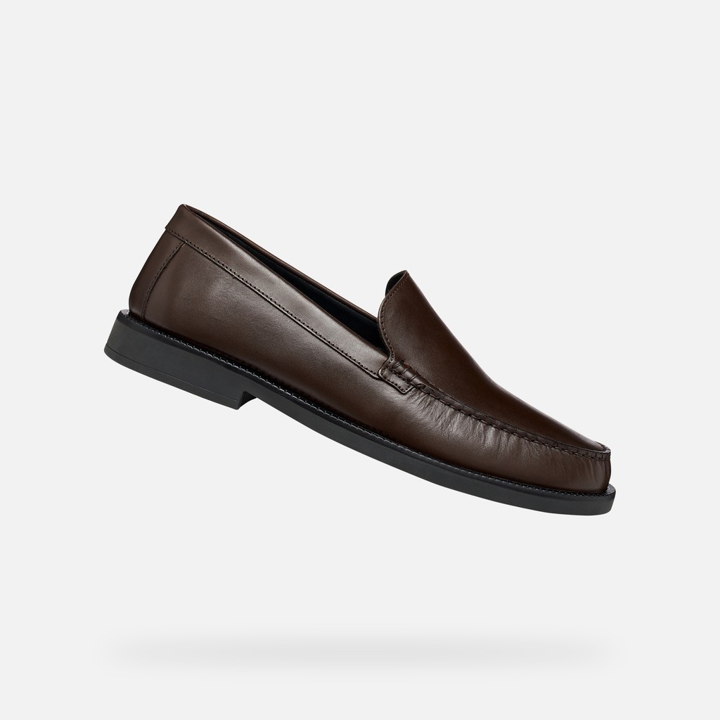 Leather dress loafers RECANATI MAN Coffee - image number 0 | GEOX