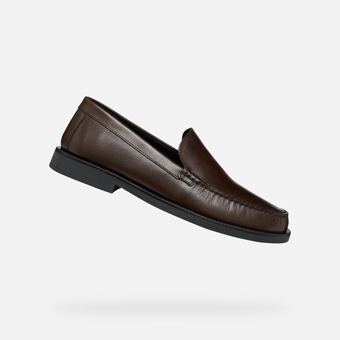 Leather dress loafers RECANATI MAN Coffee | GEOX