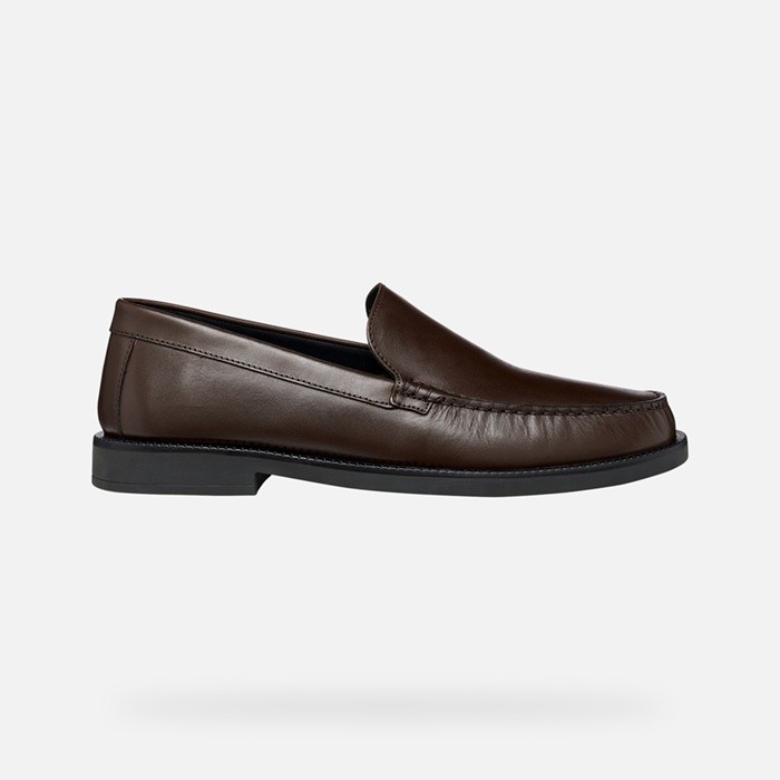 Leather dress loafers RECANATI MAN Coffee | GEOX
