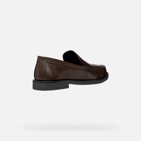 Leather dress loafers RECANATI MAN Coffee - image number 5 | GEOX