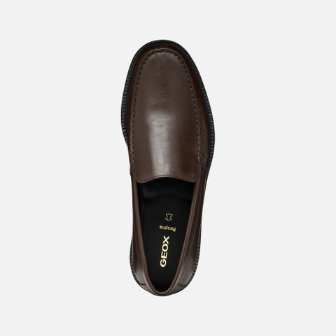 Leather dress loafers RECANATI MAN Coffee - image number 6 | GEOX