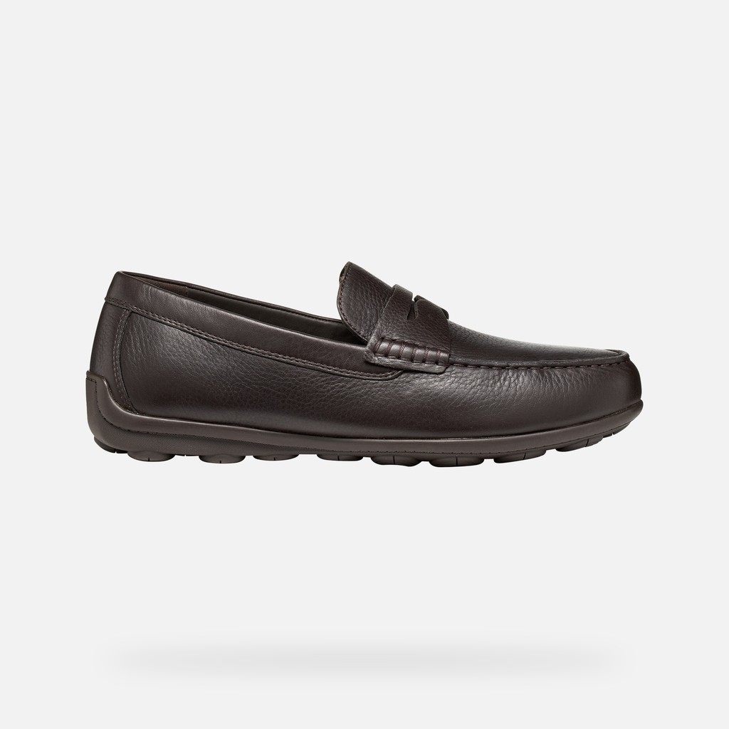 Leather dress loafers SPHERICA EC16 MAN Coffee - image number 1 | GEOX