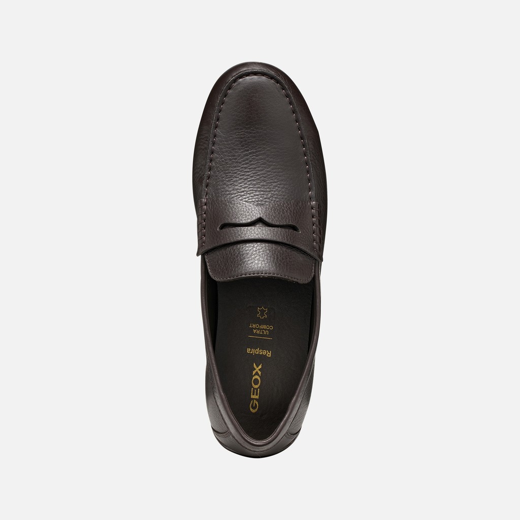 Leather dress loafers SPHERICA EC16 MAN Coffee - image number 5 | GEOX