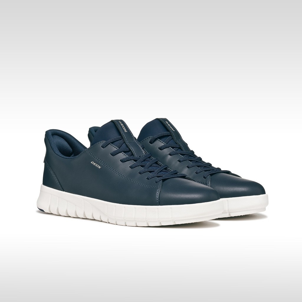 Geox U Flextride Plus A Scarpe Da Ginnastica Uomo - Traspiranti, Tecnologia Fast In, Suola Flessibile, Design Sportivo, Colore Blu, Taglia 42