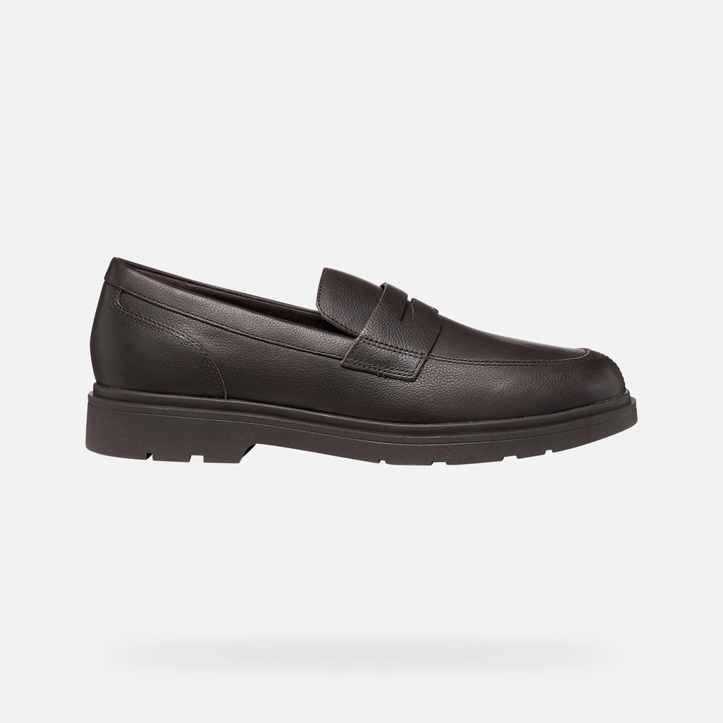 Leather dress loafers SPHERICA EC1 B MAN Coffee - image number 1 | GEOX