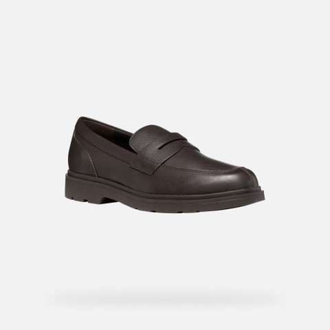 Leather dress loafers SPHERICA EC1 B MAN Coffee - image number 2 | GEOX