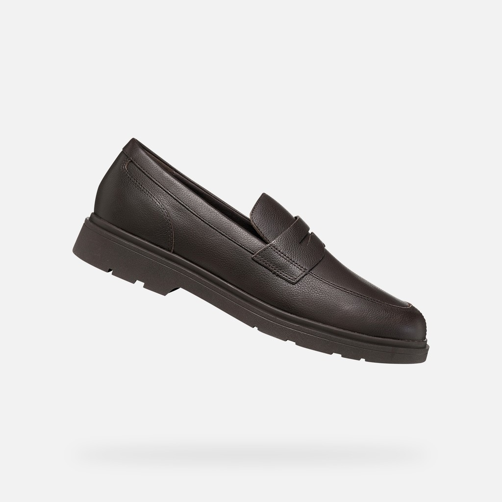 Leather dress loafers SPHERICA EC1 B MAN Coffee - image number 0 | GEOX
