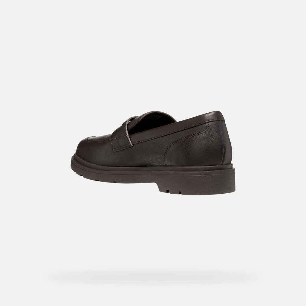 Leather dress loafers SPHERICA EC1 B MAN Coffee - image number 3 | GEOX