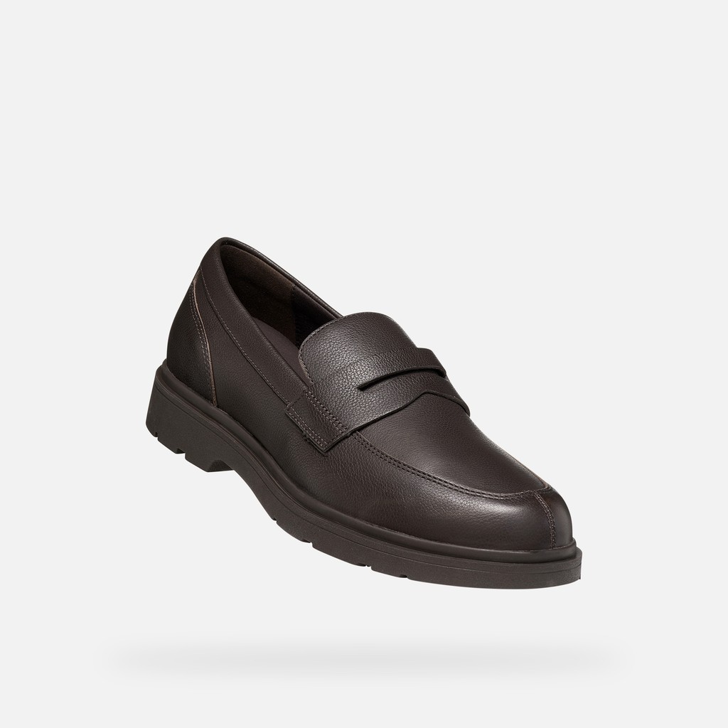 Leather dress loafers SPHERICA EC1 B MAN Coffee - image number 4 | GEOX