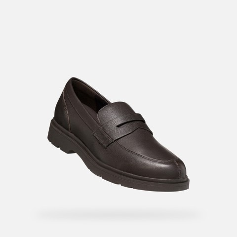 Leather dress loafers SPHERICA EC1 B MAN Coffee - image number 4 | GEOX